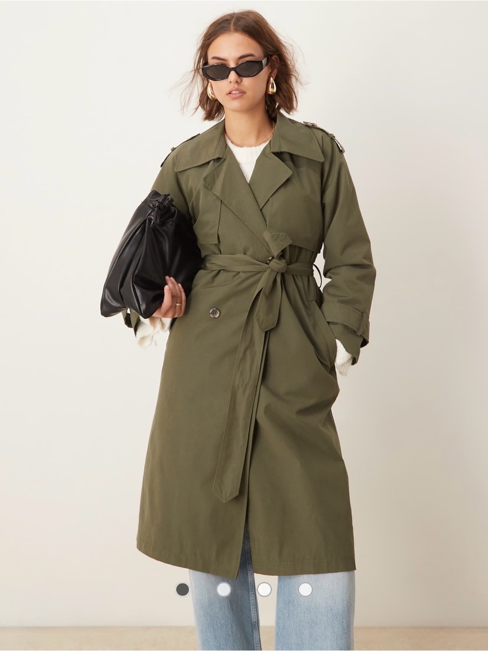 Abercrombie & Fitch Olive Green Trench Coat - Size Medium - Picture 2 of 11